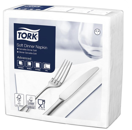 Tork Edge Emboss White Lunch Napkin Quarterfold