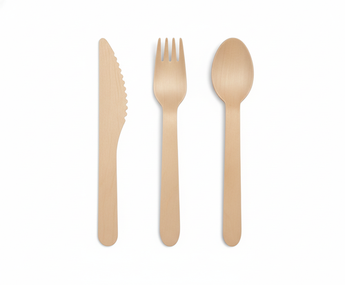 Wooden Cutlery Pack K/F/S/N 500/ctn