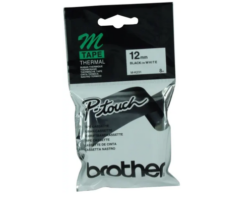 Brother Labelling Tape M-K231 12mm x 8m Black On White