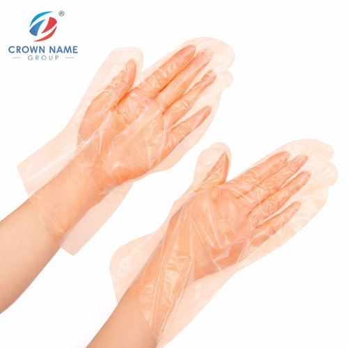 Glove PE C-Neck - Orange Tint 50pcs/Box 10box/Ctn
