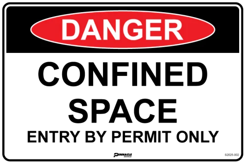 Galvanised Sign - Danger - Confined Space Enter by Permit