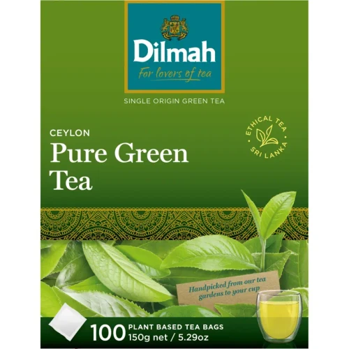 Dilmah Tea Bags Ceylon Pure Green Tea Tagless Pack 100