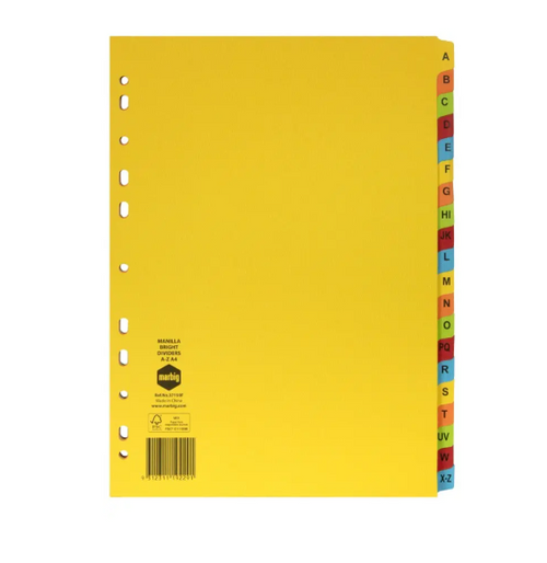 Marbig Indices Manilla A-Z 20 Tab A4