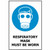 Sign Full Face Respirator and Gloves Must be Worn 480x600mm