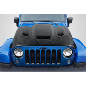 2007-2018 Jeep Wrangler Carbon Creations DriTech Hellcat Look Hood - 1 Piece - image 1