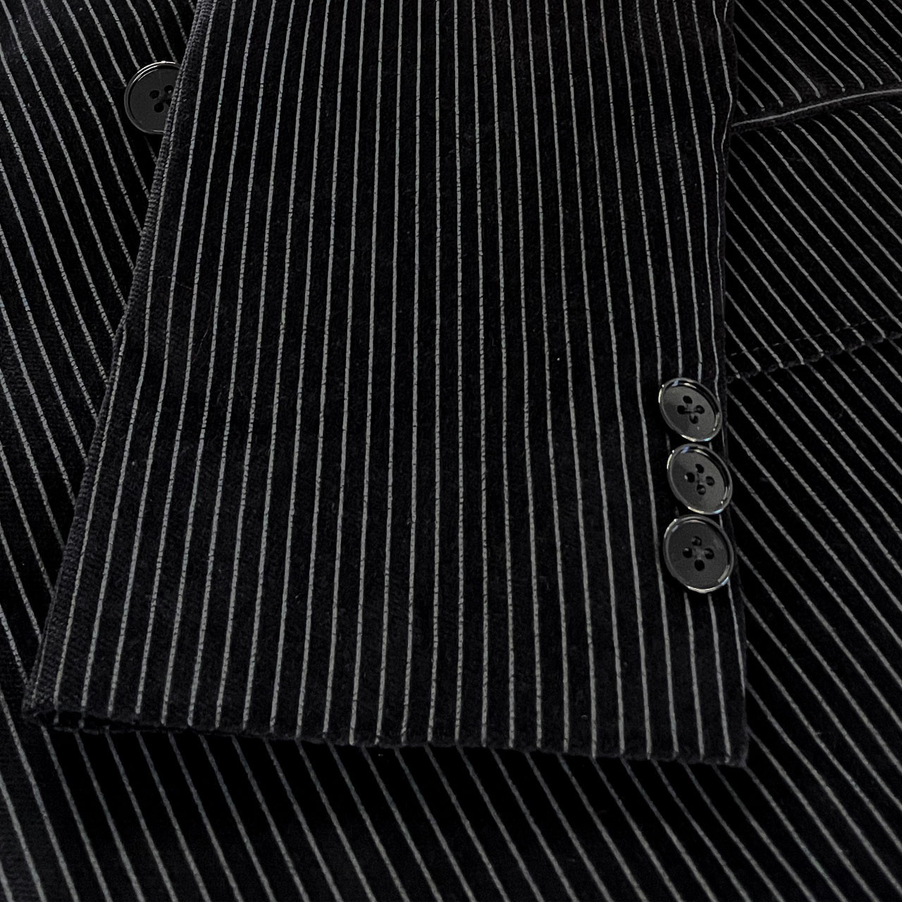 ジャケット・アウター vintage pinstripe double chester coat Double Breasted Chalkstripe Black Flannel Suit, Modern Vintage