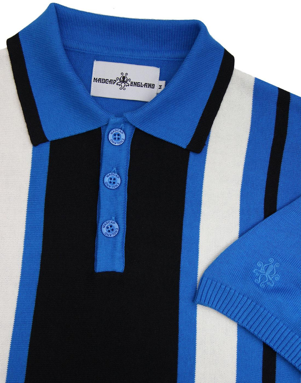 Folklore MADCAP ENGLAND Mod Stripe Knit Polo BLUE