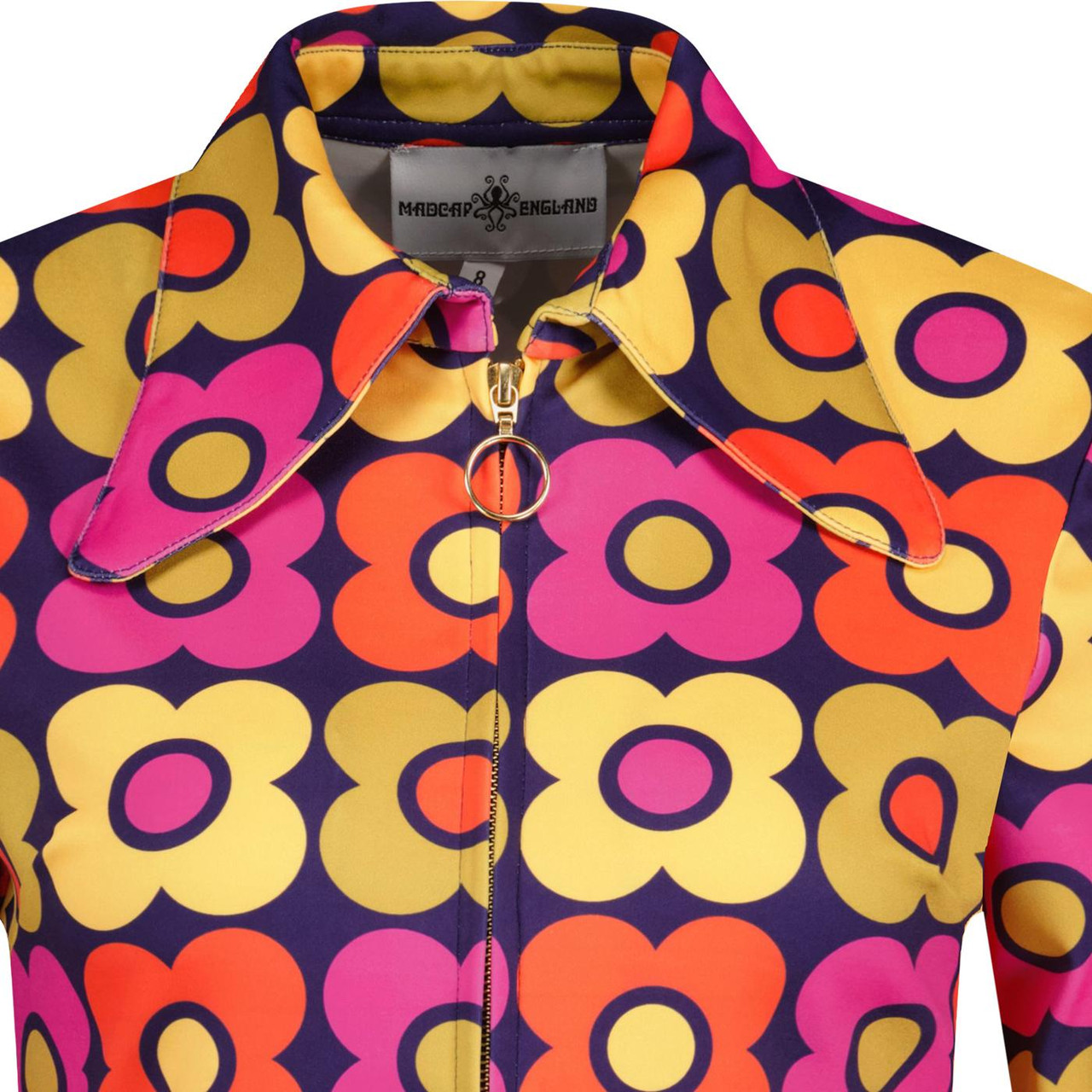 Juliet MADCAP Retro 70s Dagger Collar Zip Shirt N