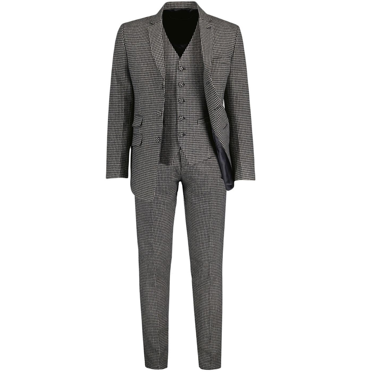 Black vested 3-button solid suits