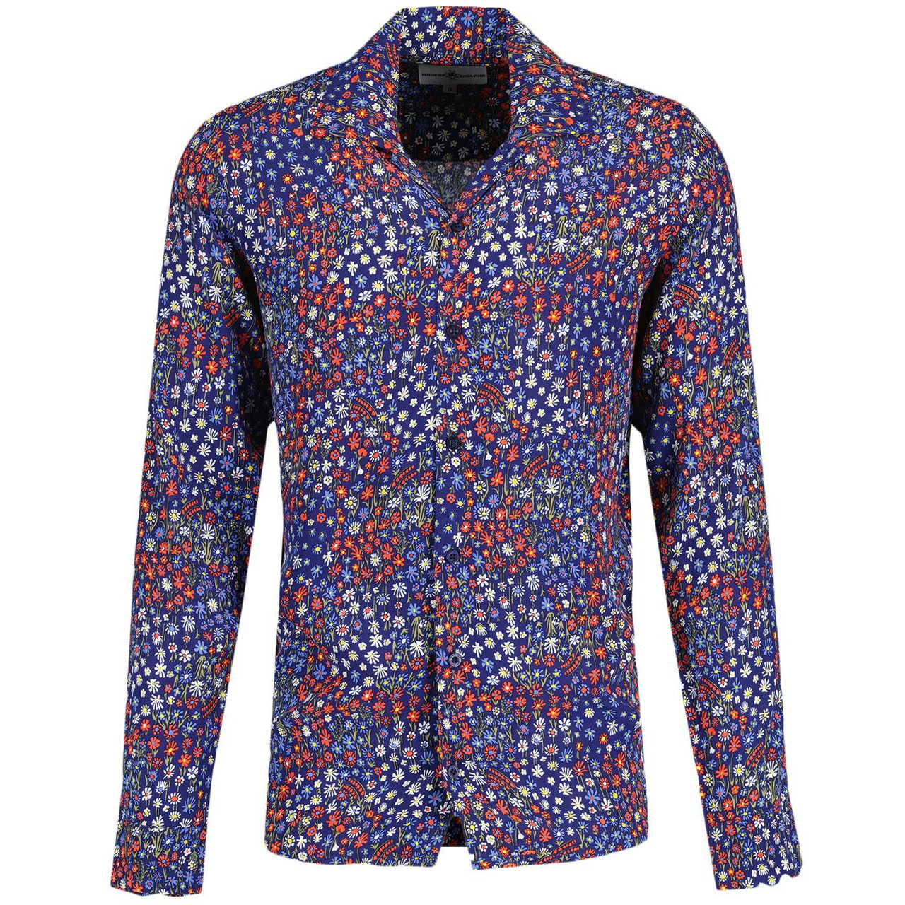 Rock-a-Hula Retro Rayon Ditsy Floral LS Revere Collar Shirt