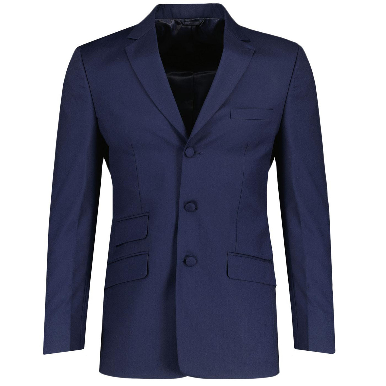 Mod 3 Button Single Breasted Suit Blazer in Navy