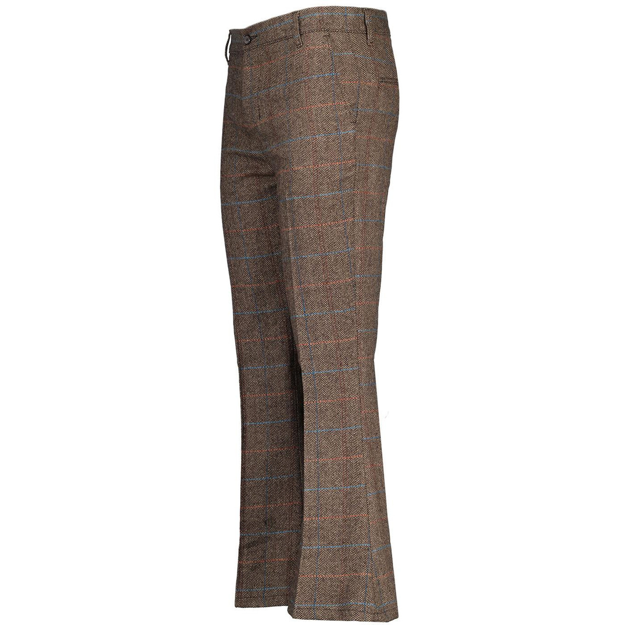 Madcap England Retro Herringbone Wool Check Flares