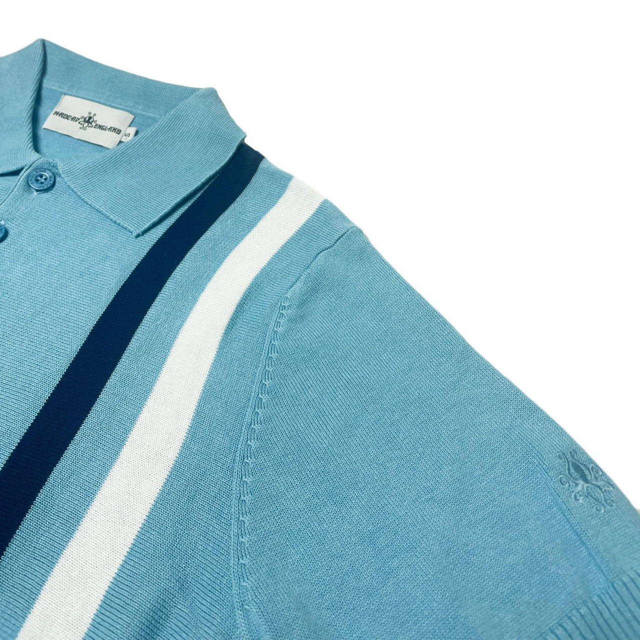 vector mosaic knit polo （BECK and CALL） Beck MADCAP ENGLAND Mod Racing Stripe Knit Polo AB