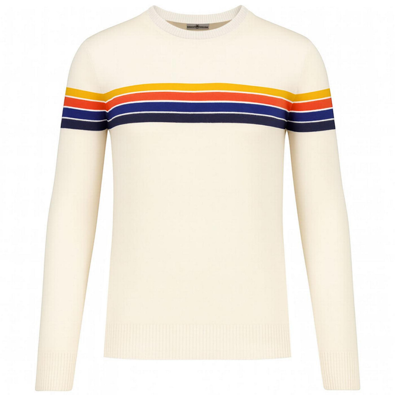 Jarvis Madcap England Retro 70s Rainbow Stripe Jumper in Birch