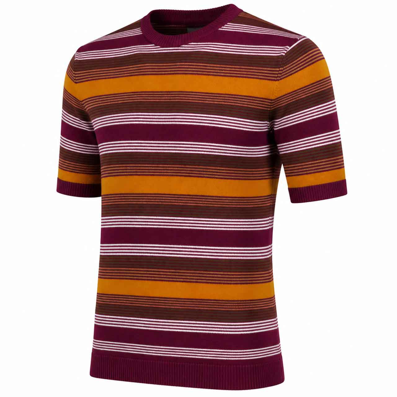 Capitol Retro Mod Stripe Knitted T-shirt in Zinfandel