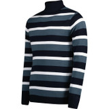 madcap england mens ashcroft stripe roll neck jumper orion blue navy white