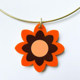 Madcap England x Ada Binks Retro 1970s Cut-Out Flower Choker Necklace in Brown/Orange