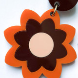 Madcap England x Ada Binks Retro 1970s Cut-Out Flower Drop Earrings in Brown/Orange
