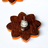 Madcap England x Ada Binks Retro 1970s Cut-Out Flower Stud Earrings in Brown/Orange