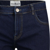 Waist details on Madcap England Men's Rock Flares Bell Bottom 70s Jeans in Indigo Blue Denim
