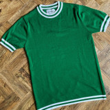 Madcap England Men's Moon Knitted Tipped Short Sleeve T-Shirt in Green Jacket