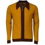 Madcap England Men's Knitted Big Collar Ring Pull Cardigan in Buckthorne