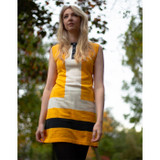 Madcap England Retro Mod 1960s Knitted Panel Henley Dress in Yellow