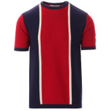 Madcap England Belmont 60s Mod Stripe Panel Knitted Tee in Laquer