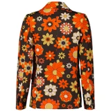 Madcap England Daydream Beau Retro 70s Women's Wide Lapel Blazer in Red/Orange Floral Print