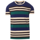 Madcap England Cosmo Retro 70s Stripe T-shirt in Beacon Blue