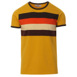 Madcap England Hunter Men's Retro 70s Chest Stripe Tee in Calendula