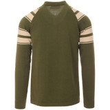 Madcap England Acid Test 1960s Mod Knitted Stripe Spear Collar Polo Shirt in Cypress Green