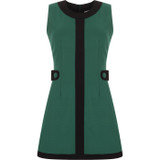 madcap england womens gogo 60s mod contrast side tabs mini dress teal green black