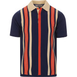 madcap england mens vertical stripes knitted polo tshirt beacon blue orange