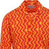 madcap england mens resort collar bold wave pattern long sleeve shirt pink orange yellow