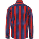 madcap england mens high collar bold dots pattern long sleeve shirt blue red