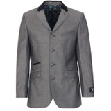 Madcap England Men's 1960s Mod 4 Button Velvet Collar Suit Jacket in Silver Grey.