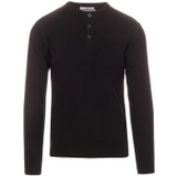 Madcap England Men's Retro Mod Ribbed Knit Grandad Top in Black