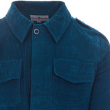 Madcap England Lennon Men's Retro 60s Mod Cord Military Shirt Jacket in Ink Blue