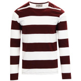 Madcap England Ally Pally retro 1960s Mod Block Stripe Straight Neck T-shirt in Zinfandel