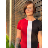 Madcap England Taste Of Honey 1960s Mod Circle Pocket Mini Dress in Black/White/Red