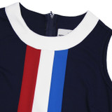 Madcap England Polly Retro Mod Pop Art Stripe Front Mini Dress in Navy