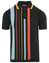 madcap england bauhaus retro mod stripe polo black