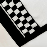 Madcap England Maytal Ska Mod 2-Tone Checkerboard Knitted Polo in white and black