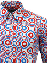 MADCAP ENGLAND TRIP OP ART MOD BIG COLLAR SHIRT