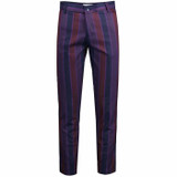Madcap England Offbeat 60s Mod Boating Stripe Slim Leg Trousers in Purple Mix