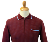 MADCAP ENGLAND RETRO MOD SEVENTIES ZIP POLO RED