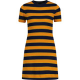 Madcap England Retro 60s Mod Knitted Stripe Dress in Navy	