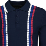 madcap england mens zodiac raised stripes long sleeve knitted polo top peacoat