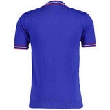 Madcap England Wilson Retro Mod Mock Turtleneck Pointelle Knit Short Sleeve Top in Police Blue MC1041